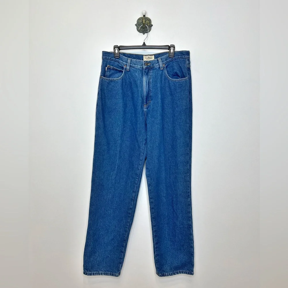 L.L. Bean Flannel Lined Relaxed Fit Denim Blue Jeans Mens 35 x 34 Winter Cotton